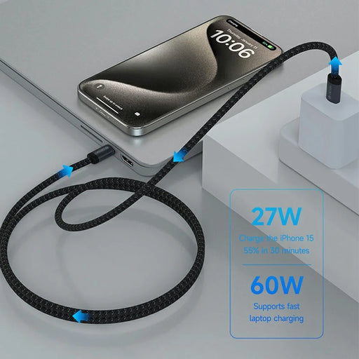 DEVIA EC646 Gracious Series 3m Type-C to Type-C Cable PD 60W Fast Charging Data Cord - Black - 2
