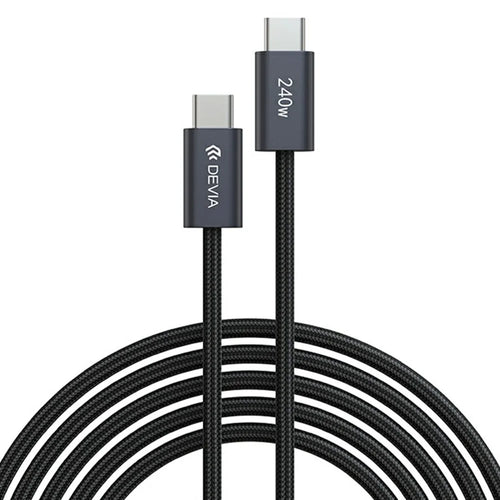 DEVIA EC652 Extreme Speed Series 2m Type-C to Type-C Cable 240W PD Fast Charging Data Cord - Black - 1
