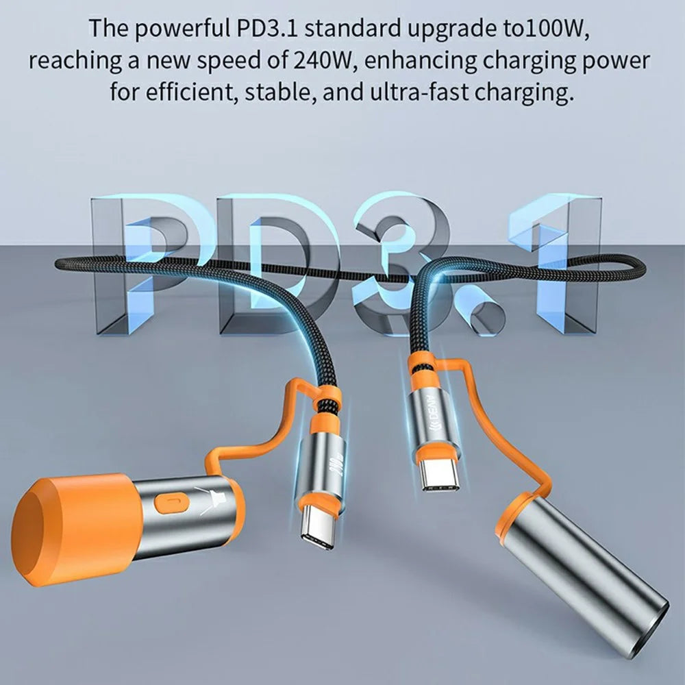 DEVIA EC660 1.5m Ultra 2 Type-C to Type-C PD 240W Multi Function Data Cable with Lamp and Lighter - Black - 2