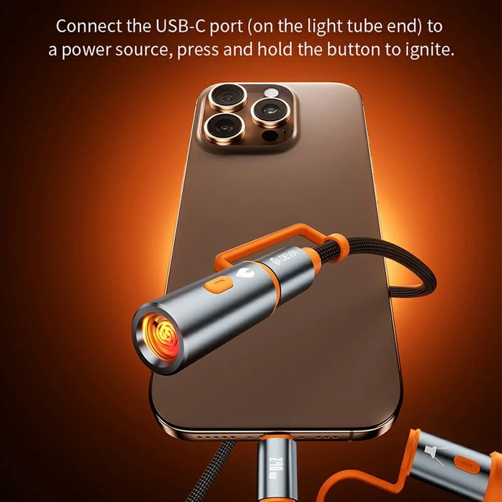 DEVIA EC660 1.5m Ultra 2 Type-C to Type-C PD 240W Multi Function Data Cable with Lamp and Lighter - Black - 3