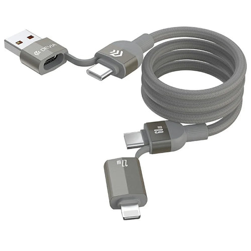 DEVIA EC655 1.2m Ultra 2 Multi Functions 4 in 1 Magnetic Fast Cable Data Cord - Titanium - 1