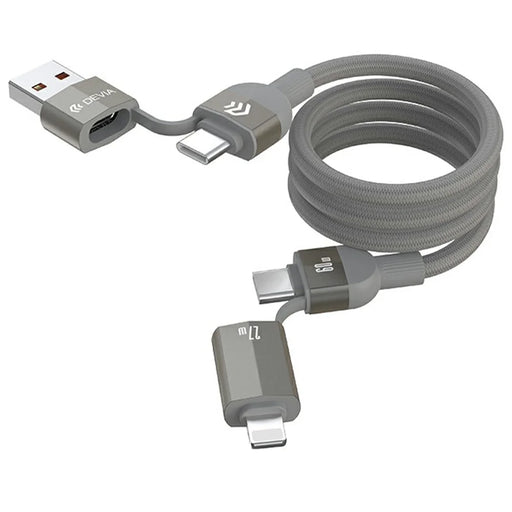 DEVIA EC655 1.2m Ultra 2 Multi Functions 4 in 1 Magnetic Fast Cable Data Cord - Titanium - 1