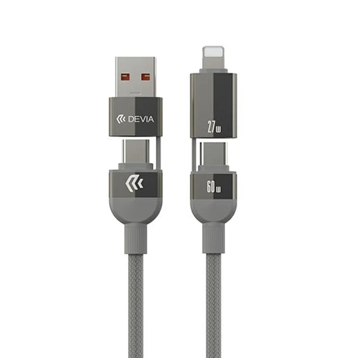 DEVIA EC655 1.2m Ultra 2 Multi Functions 4 in 1 Magnetic Fast Cable Data Cord - Titanium - 2