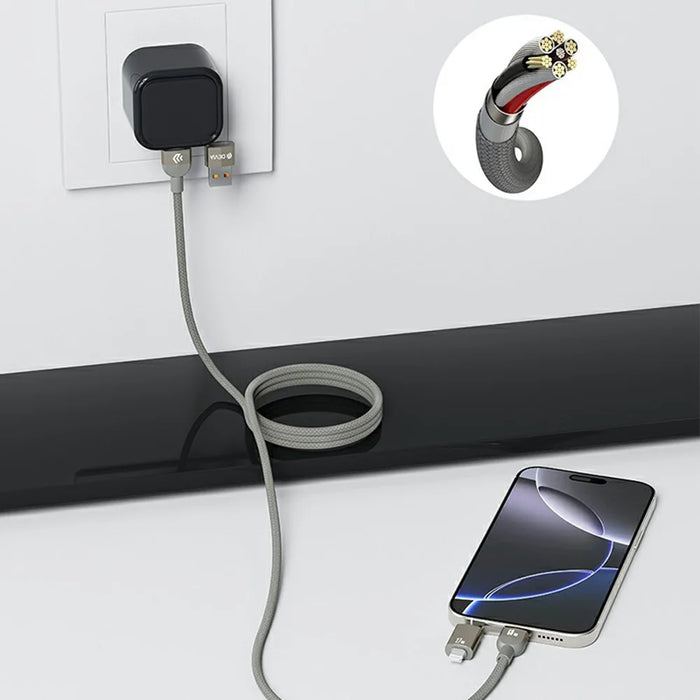 DEVIA EC655 1.2m Ultra 2 Multi Functions 4 in 1 Magnetic Fast Cable Data Cord - Titanium - 6