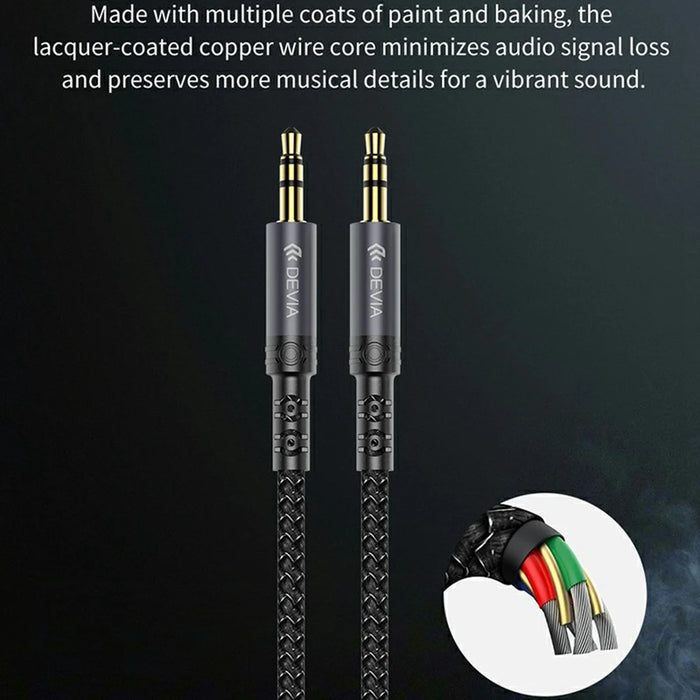 DEVIA EC618 1m Ipure Series 3.5mm Audio Cable Clear Sound Braided Nylon Audio Cable - Black - 3