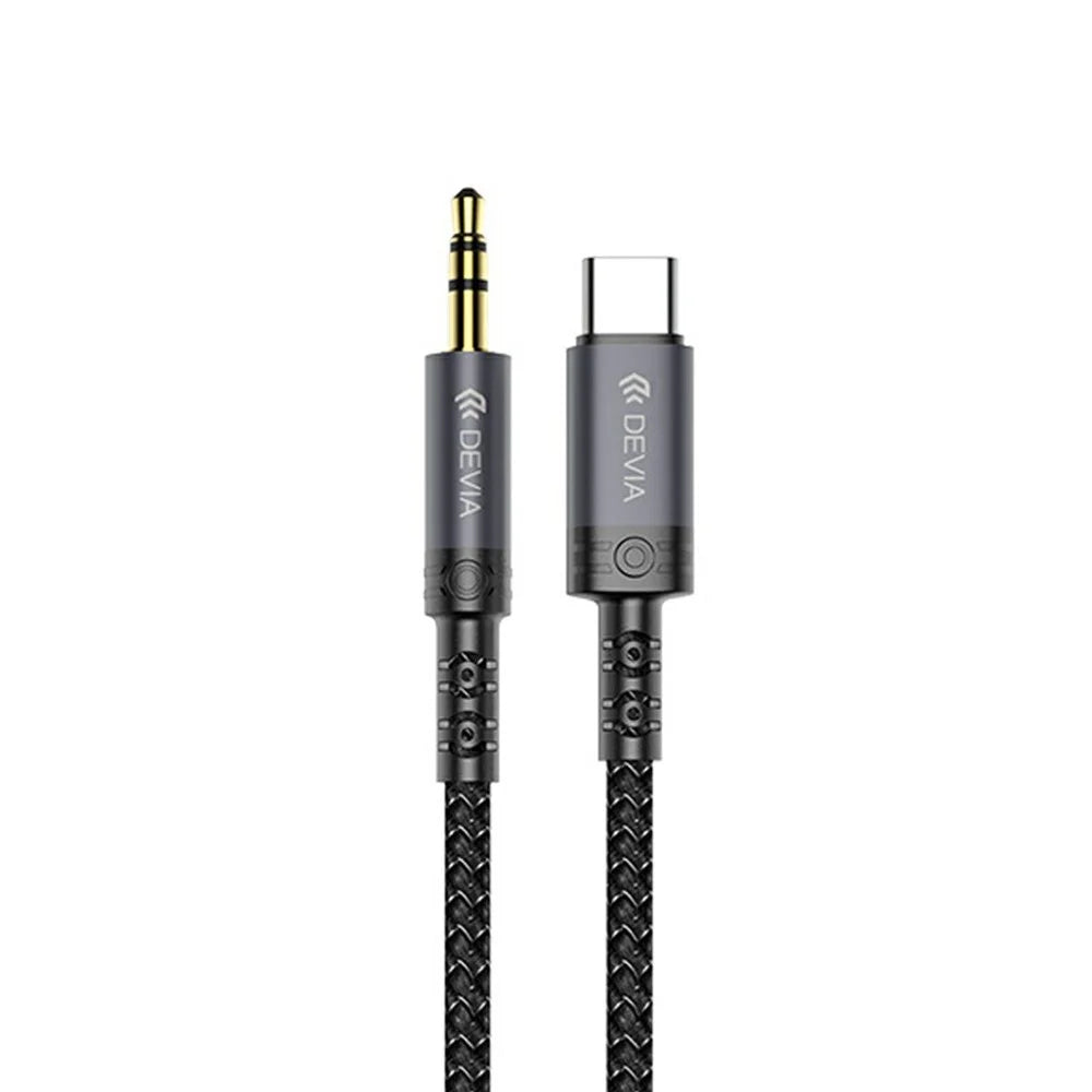 DEVIA EC620 1m Ipure Series Type-C to 3.5mm Audio Cable Braided Nylon Audio Cable - Black - 1