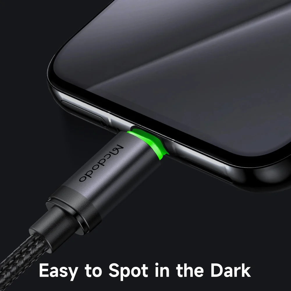 MCDODO CA-3990 1m USB-A to Micro USB Cable with Charging Light, 3A Fast Charging Data Cord - Black - 4