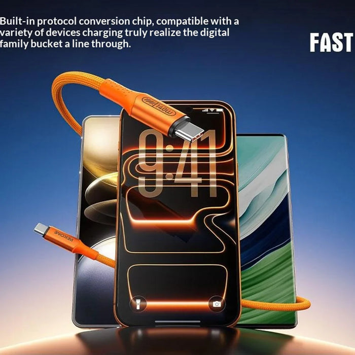 WEKOME WDC-C23 Ladon 140W All Protocol Super Fast Charging Cable Type-C to Type-C 1.2M Data Cable - Orange - 3