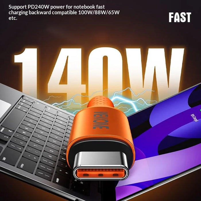 WEKOME WDC-C23 Ladon 140W All Protocol Super Fast Charging Cable Type-C to Type-C 1.2M Data Cable - Orange - 4