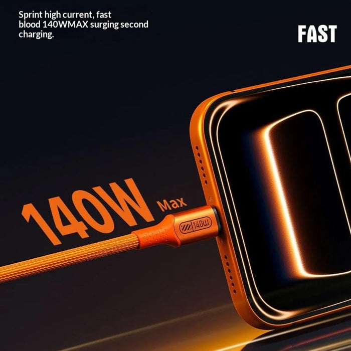 WEKOME WDC-C23 Ladon 140W All Protocol Super Fast Charging Cable Type-C to Type-C 1.2M Data Cable - Orange - 5