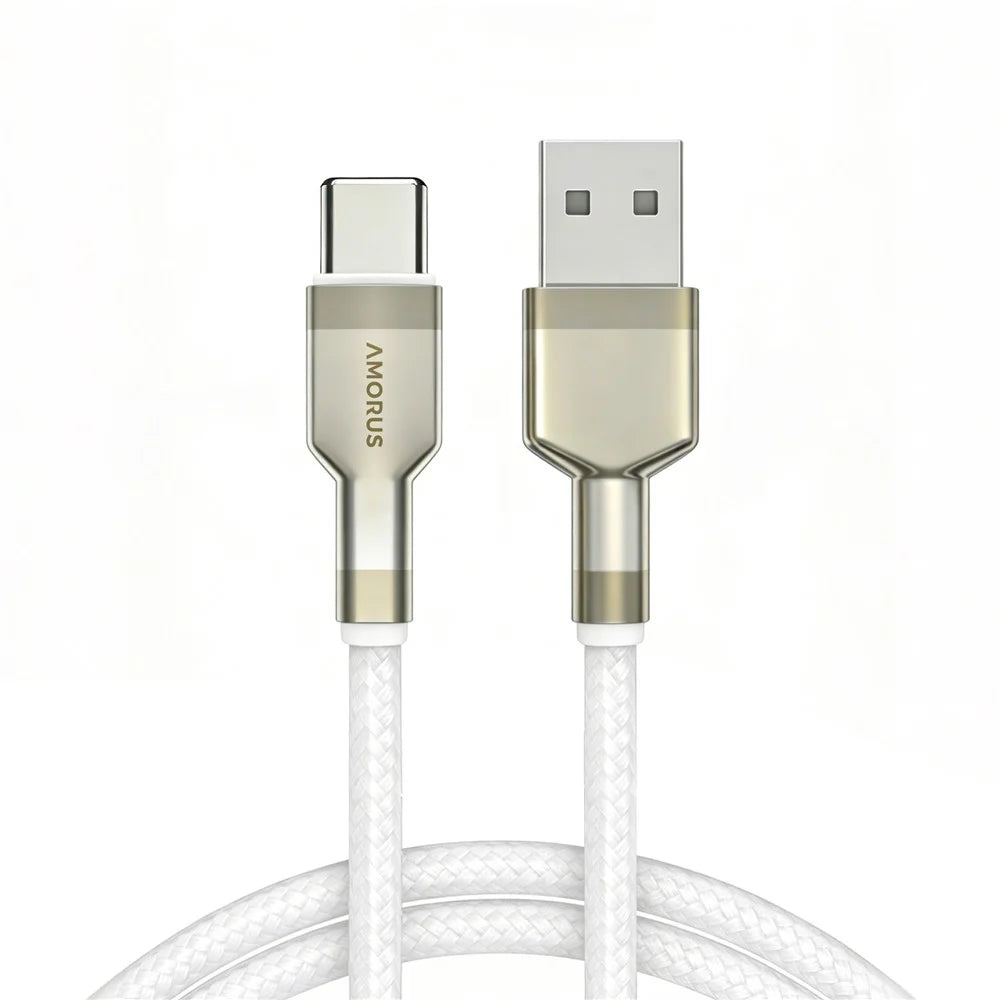 AMORUS 1m USB-A to USB-C 12W 2.4A Fast Charging Wire Nylon Braided Data Cable for Samsung / Huawei / Xiaomi - 1
