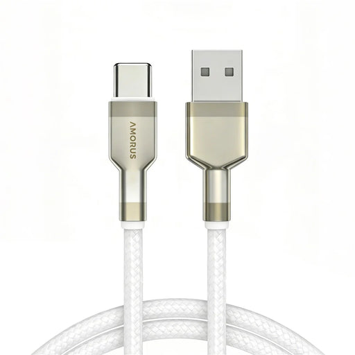 AMORUS 1m USB-A to USB-C 12W 2.4A Fast Charging Wire Nylon Braided Data Cable for Samsung / Huawei / Xiaomi - 1