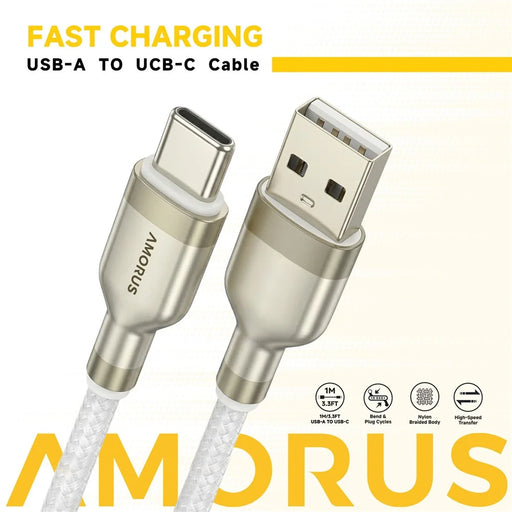 AMORUS 1m USB-A to USB-C 12W 2.4A Fast Charging Wire Nylon Braided Data Cable for Samsung / Huawei / Xiaomi - 2