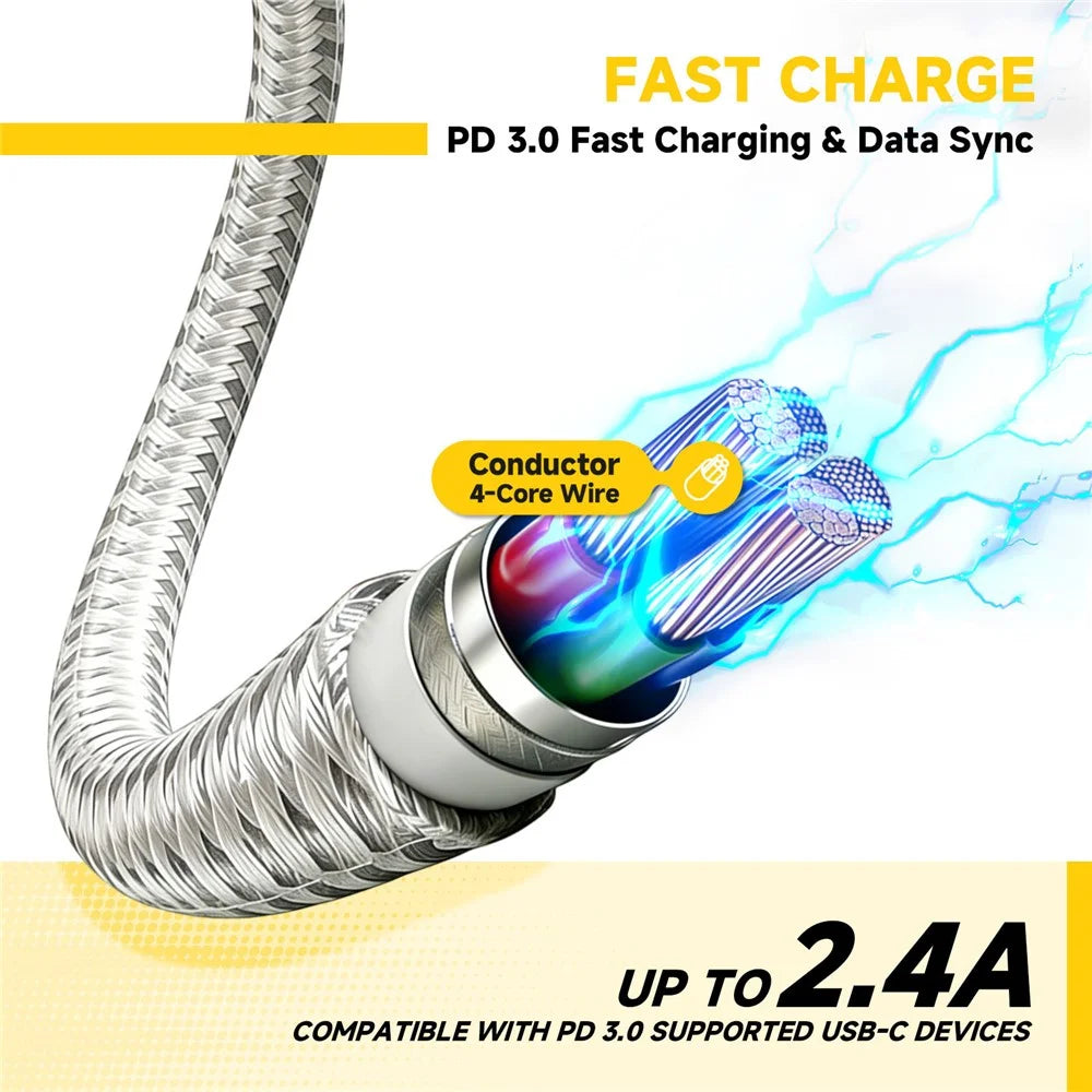 AMORUS 1m USB-A to USB-C 12W 2.4A Fast Charging Wire Nylon Braided Data Cable for Samsung / Huawei / Xiaomi - 3