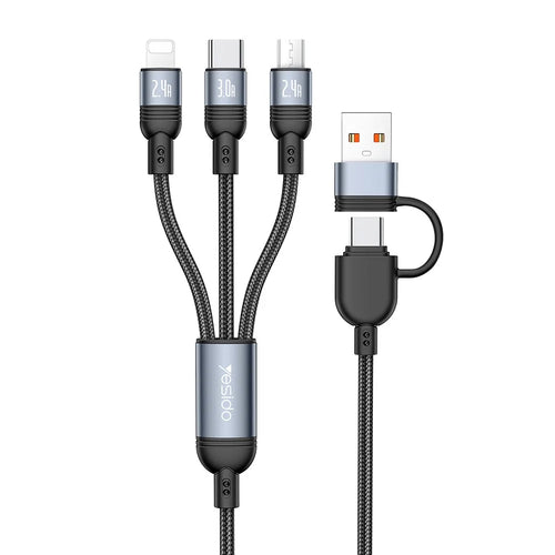 YESIDO CA203 USB-A / USB-C to iP  /  USB-C  /  Micro Fast Charging Cable Braided Charging Cord for iPhone Samsung Huawei Xiaomi - 1