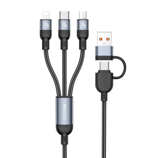 YESIDO CA203 USB-A / USB-C to iP  /  USB-C  /  Micro Fast Charging Cable Braided Charging Cord for iPhone Samsung Huawei Xiaomi - 1