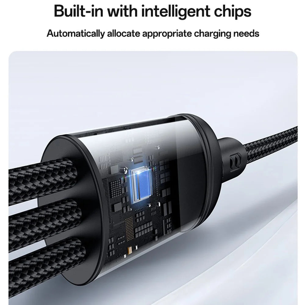 YESIDO CA203 USB-A / USB-C to iP  /  USB-C  /  Micro Fast Charging Cable Braided Charging Cord for iPhone Samsung Huawei Xiaomi - 3