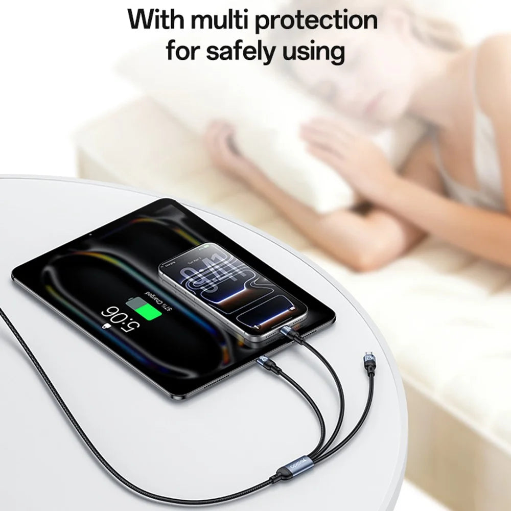 YESIDO CA203 USB-A / USB-C to iP  /  USB-C  /  Micro Fast Charging Cable Braided Charging Cord for iPhone Samsung Huawei Xiaomi - 4