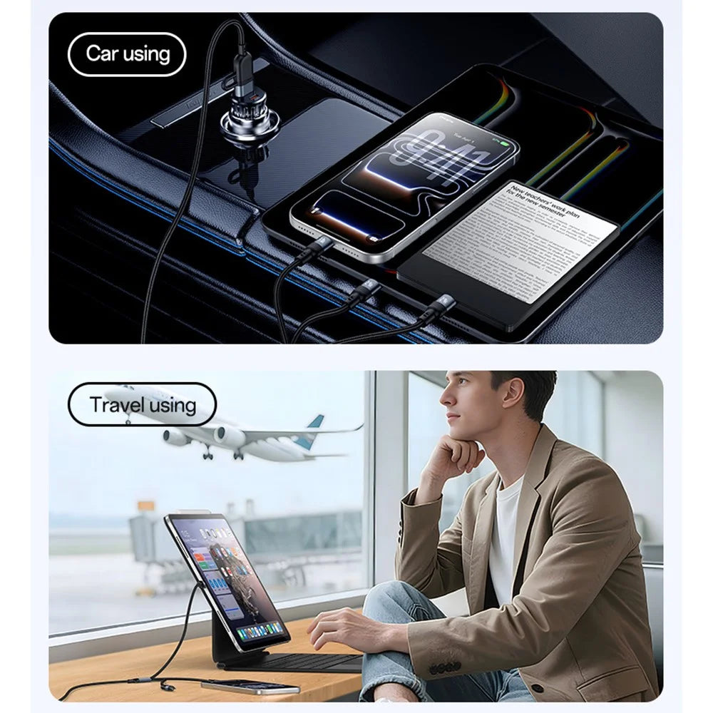 YESIDO CA203 USB-A / USB-C to iP  /  USB-C  /  Micro Fast Charging Cable Braided Charging Cord for iPhone Samsung Huawei Xiaomi - 6