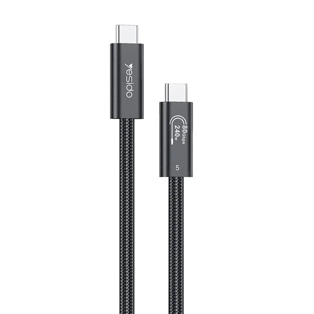 YESIDO CA211 Thunderbolt 5 USB-C to USB-C Cable 80Gbps 240W Fast Charging 16K Video Cable - Black - 1