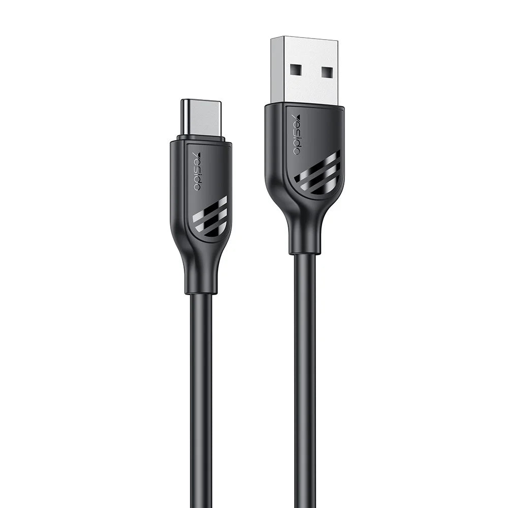 YESIDO CA126C 1m USB-A to USB-C Cable 18W Fast Charging Data Sync Cord for Samsung / Xiaomi / Huawei - Black - 1