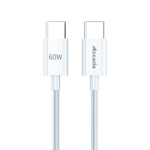 AZEADA AZ-B06a 1m USB-C to USB-C Data Cable 60W Fast Charging Wire for Samsung / Xiaomi / Google - White - 1