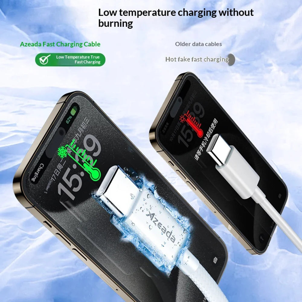 AZEADA AZ-B06a 1m USB-C to USB-C Data Cable 60W Fast Charging Wire for Samsung / Xiaomi / Google - White - 5
