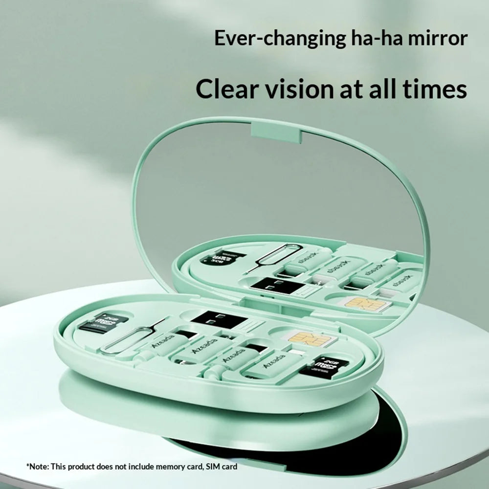 AZEADA AZ-B01th Multi-function Digital Storage Box 60W Fast Charging USB-C Data Cable with 3 Adapters and Mirror - Green - 3