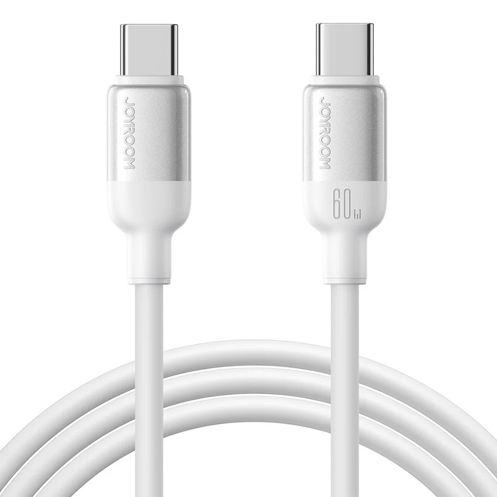 JOYROOM S-A62 1.2m USB-C to USB-C Cable 60W Fast Charging Liquid Silicone Data Cord for Phone Laptop - White - 1