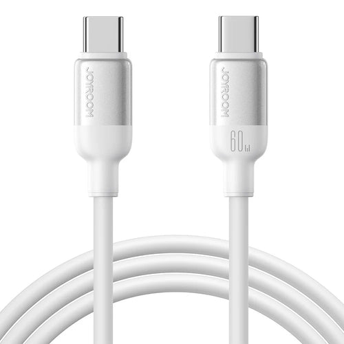 JOYROOM S-A62 1.2m USB-C to USB-C Cable 60W Fast Charging Liquid Silicone Data Cord for Phone Laptop - White - 1