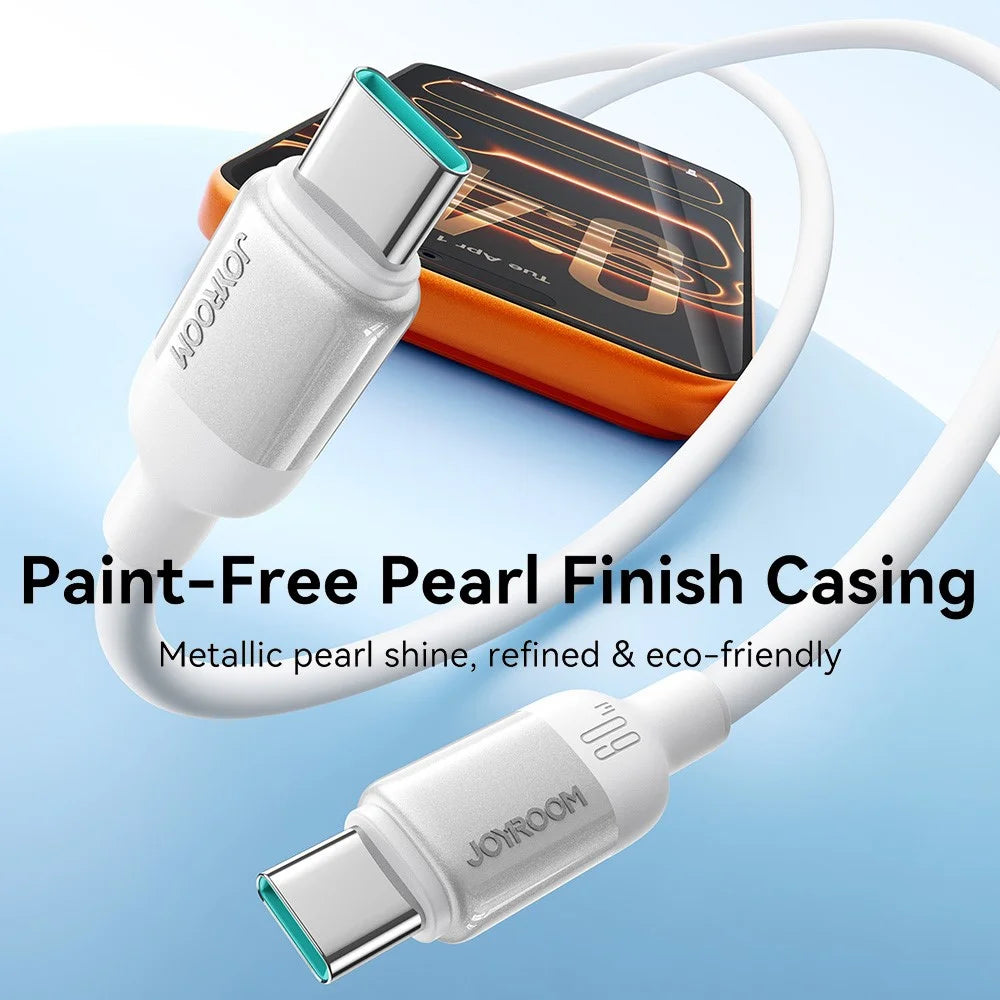 JOYROOM S-A62 1.2m USB-C to USB-C Cable 60W Fast Charging Liquid Silicone Data Cord for Phone Laptop - White - 3