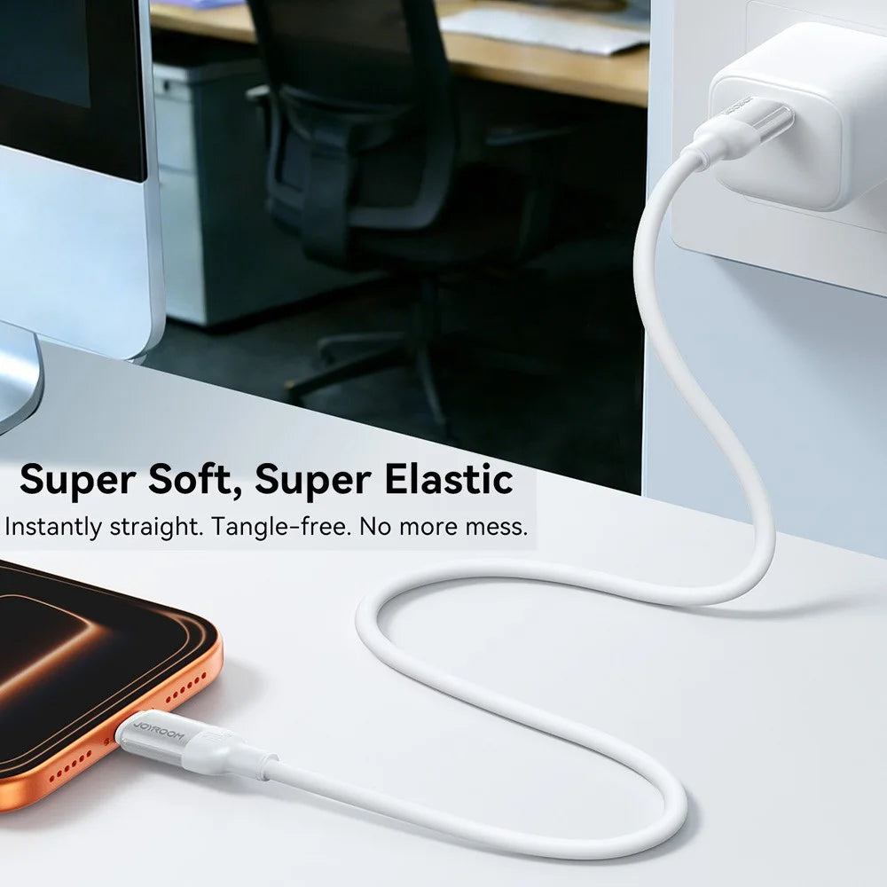 JOYROOM S-A62 1.2m USB-C to USB-C Cable 60W Fast Charging Liquid Silicone Data Cord for Phone Laptop - White - 7