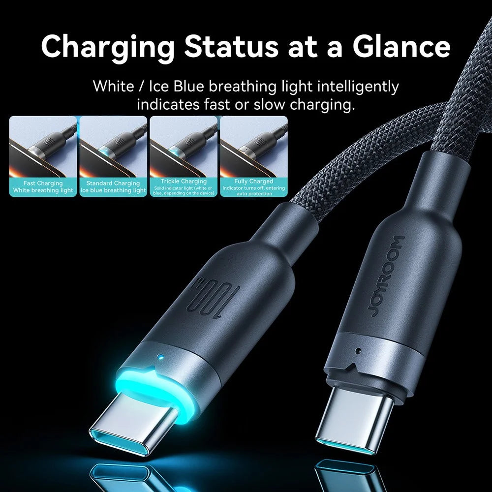 JOYROOM S-A63 1.2m USB-C to USB-C Cable 100W Fast Charging Data Cord - Black - 4