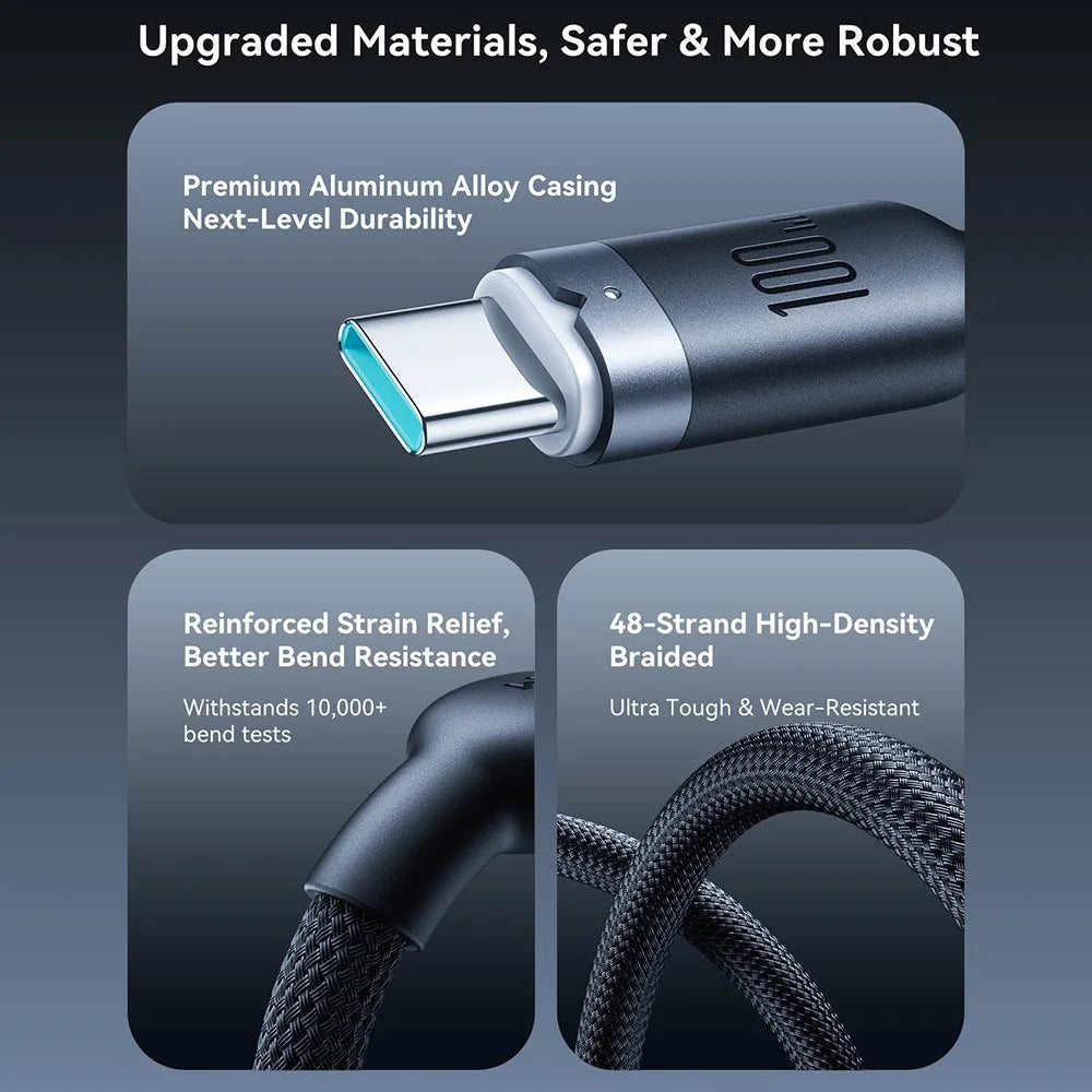 JOYROOM S-A63 1.2m USB-C to USB-C Cable 100W Fast Charging Data Cord - Black - 5