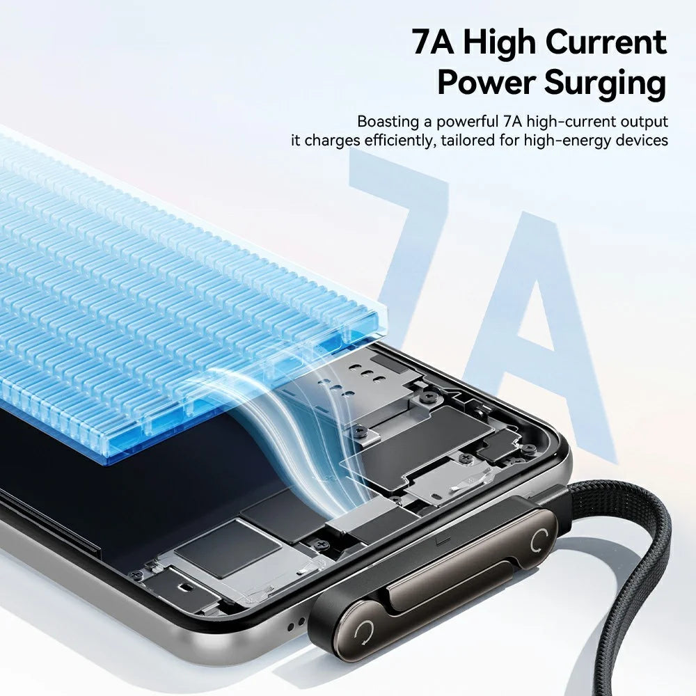 ESSAGER 1m 7A Fast Charging USB-A to Type-C L-Shape Cable with Stand for Gaming Charging - Grey - 4