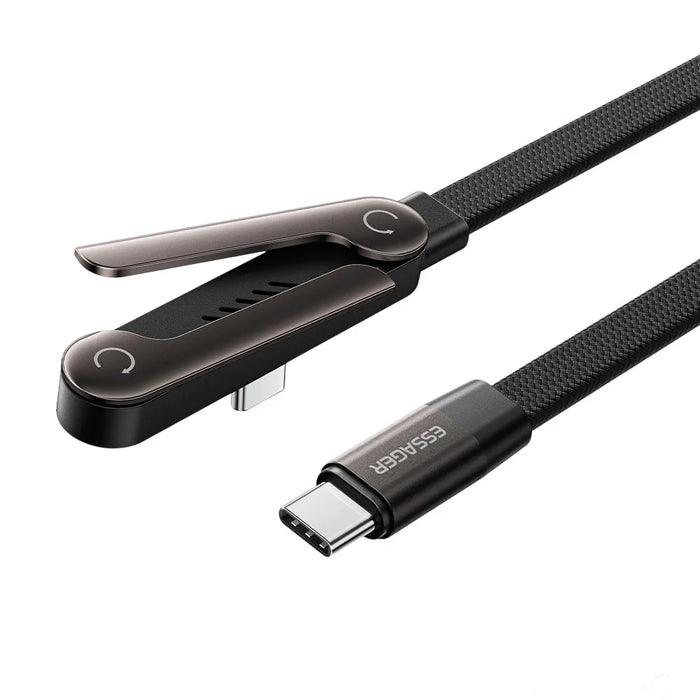 ESSAGER 1m USB-C to USB-C L-Shape 100W Fast Charging Cable with Stand for Gaming Charging - Tarnish - 1