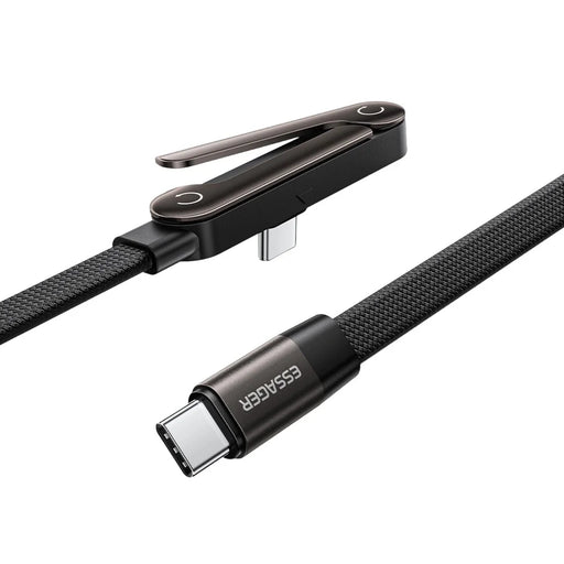 ESSAGER 1m USB-C to USB-C L-Shape 100W Fast Charging Cable with Stand for Gaming Charging - Tarnish - 2