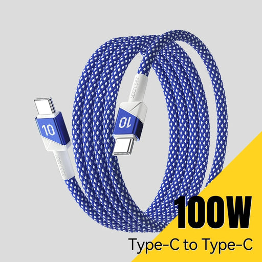 ESSAGER 1m Football Theme USB-C to USB-C 100W Fast Charging Data Cable for Huawei Samsung Xiaomi - Sapphire - 2