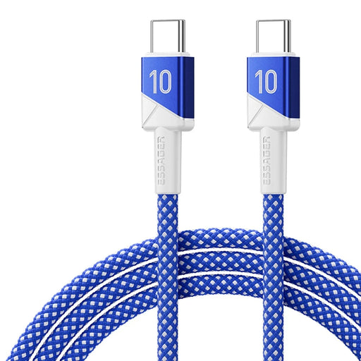 ESSAGER 2m Football Theme USB-C to USB-C 100W Fast Charging Data Cable for Huawei Samsung Xiaomi - Sapphire - 1