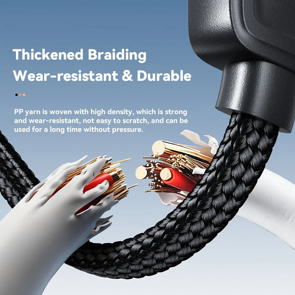 ESSAGER 4 in 1 Cable Type-C to 2 Type-C Micro iP (5-14) 3A Fast Charging Cable 16cm - 4