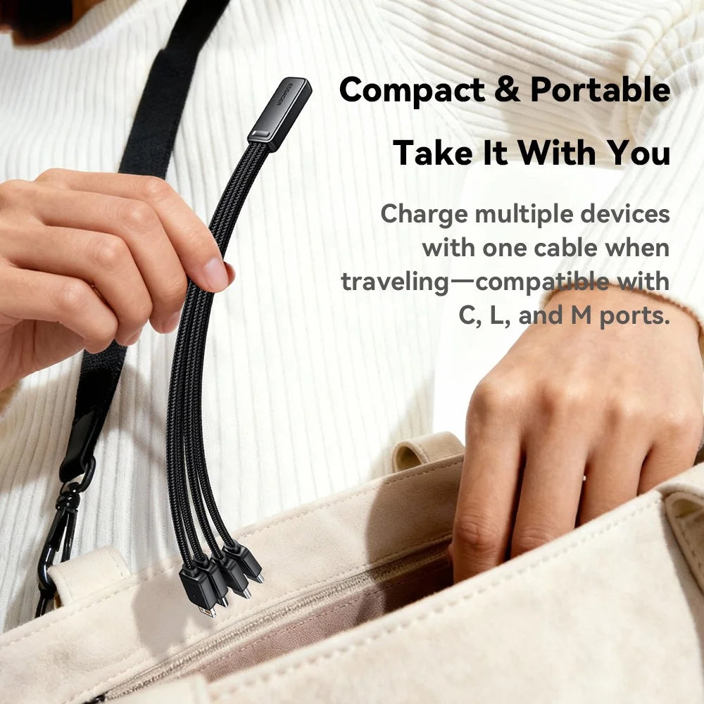 ESSAGER 4 in 1 Cable Type-C to 2 Type-C Micro iP (5-14) 3A Fast Charging Cable 16cm - 6