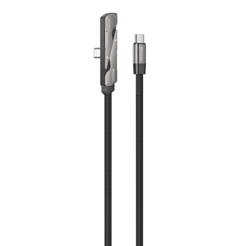YESIDO CA207 1.2m USB-C to USB-C 90 Degree Elbow Cable 60W Fast Charging Data Cable with Stand - Tarnish+Black - 1