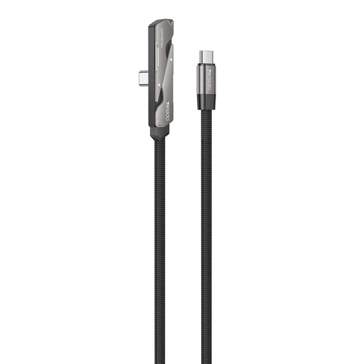 YESIDO CA207 1.2m USB-C to USB-C 90 Degree Elbow Cable 60W Fast Charging Data Cable with Stand - Tarnish+Black - 1