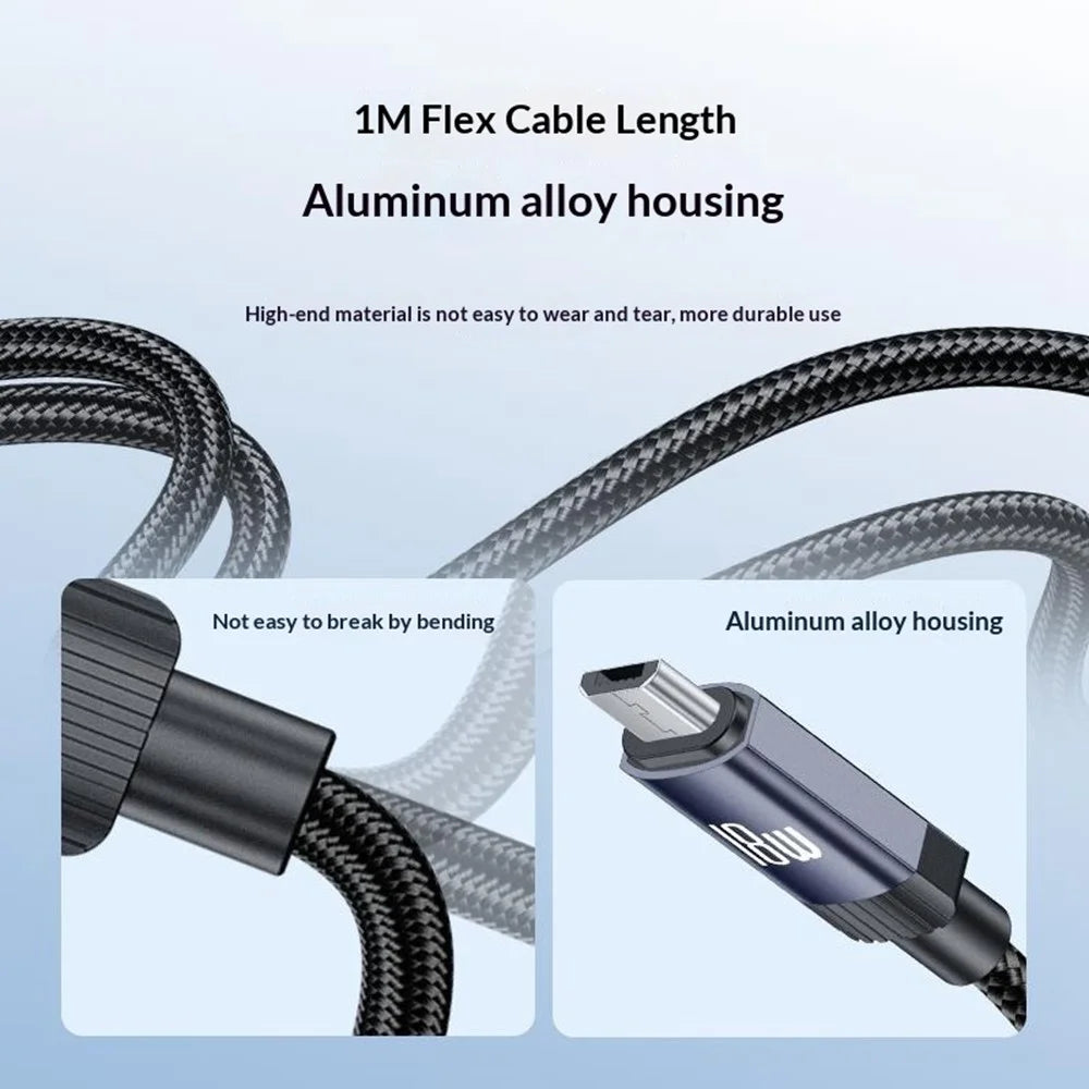 YESIDO CA204M 1m USB A to Micro USB Cable 18W Fast Charging Braided Data Cable for Samsung / Xiaomi / Motorola - Tarnish Grey - 7