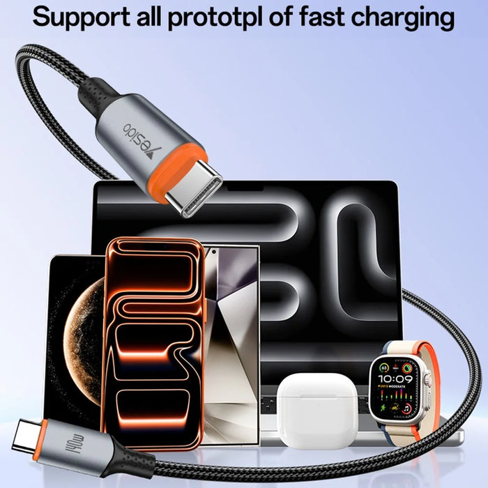 YESIDO CA212 1.2m 140W Fast Charging Braided Type-C to Type-C Cable for Phone Tablet - 4