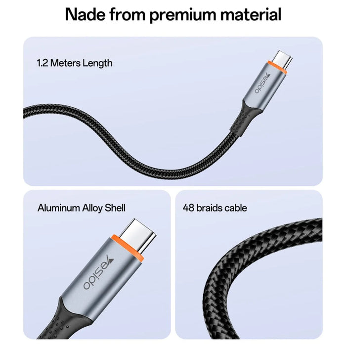 YESIDO CA212 1.2m 140W Fast Charging Braided Type-C to Type-C Cable for Phone Tablet - 7