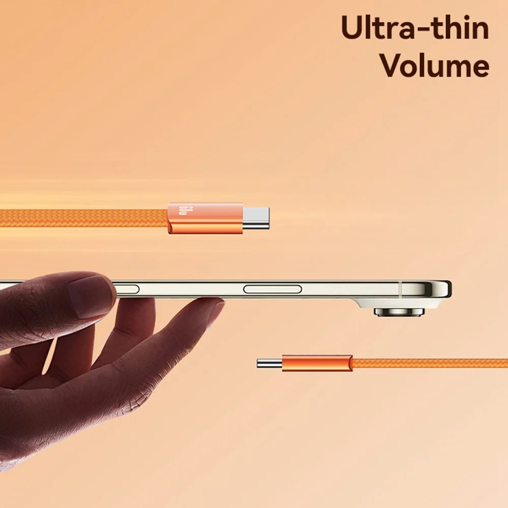 USAMS SJ783 U96 1.2m USB-C to USB-C Cable PD 60W Fast Charging Ultra Slim Braided Data Cable - Orange - 3