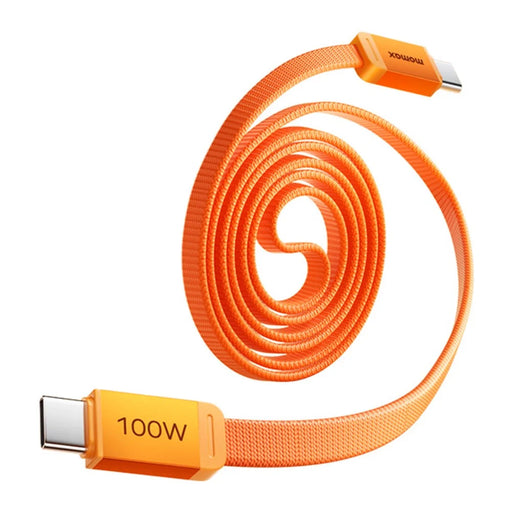 MOMAX DC88 1m 100W USB-C to USB-C Magnetic Braided Cable Flat Charging Data Cable for MacBook iPhone Huawei iPad Samsung - Orange - 1
