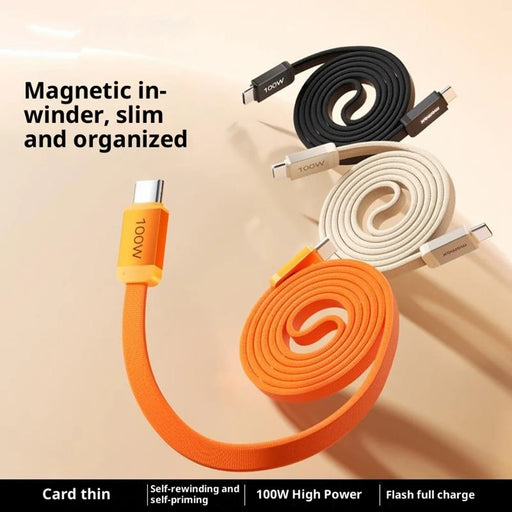 MOMAX DC88 1m 100W USB-C to USB-C Magnetic Braided Cable Flat Charging Data Cable for MacBook iPhone Huawei iPad Samsung - Orange - 2