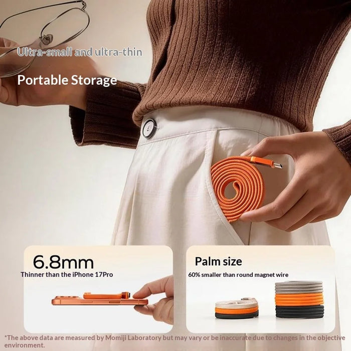 MOMAX DC88 1m 100W USB-C to USB-C Magnetic Braided Cable Flat Charging Data Cable for MacBook iPhone Huawei iPad Samsung - Orange - 3